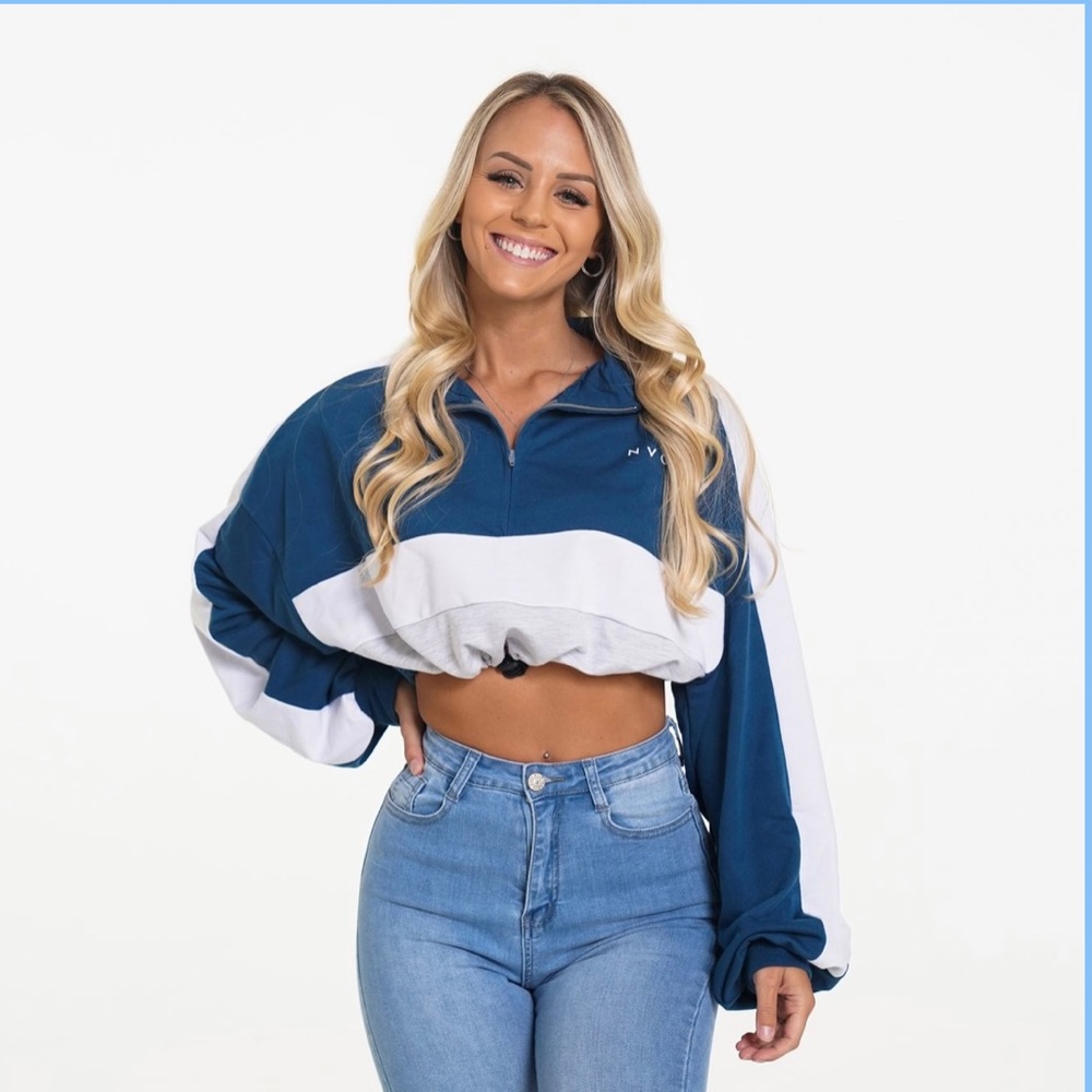 NVGTN Oversized Varsity Blue Cropped pullover